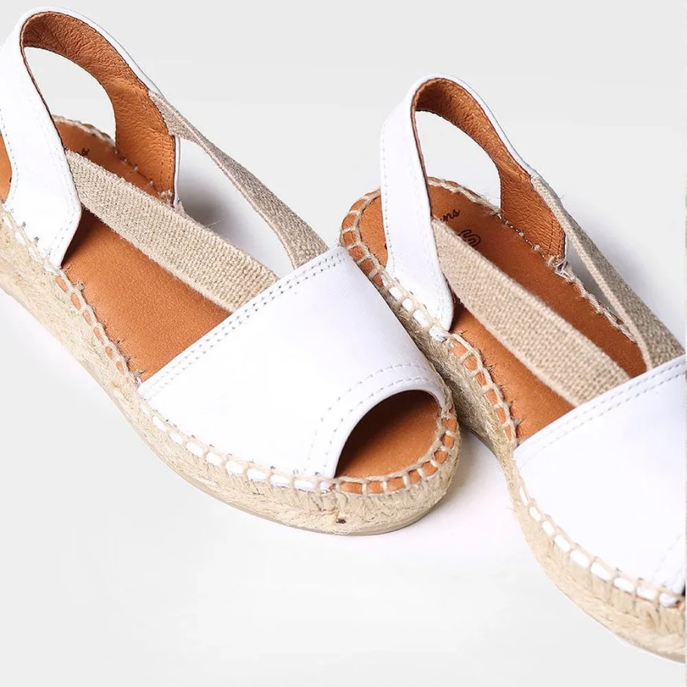 Toni Pons Girls Espardilla sandals with straps in White Leather  - ELI-P 13